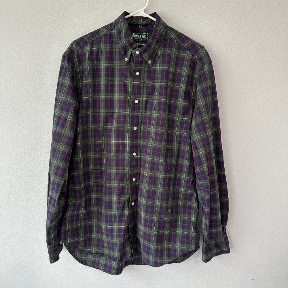 Gitman Brothers Green Plaid Button-Down Shirt Large